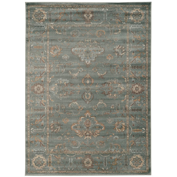 Tapis Patchwork Vintage Vert Turquoise - 300x80 Cm, Laine, Noué Main, Pièce Unique